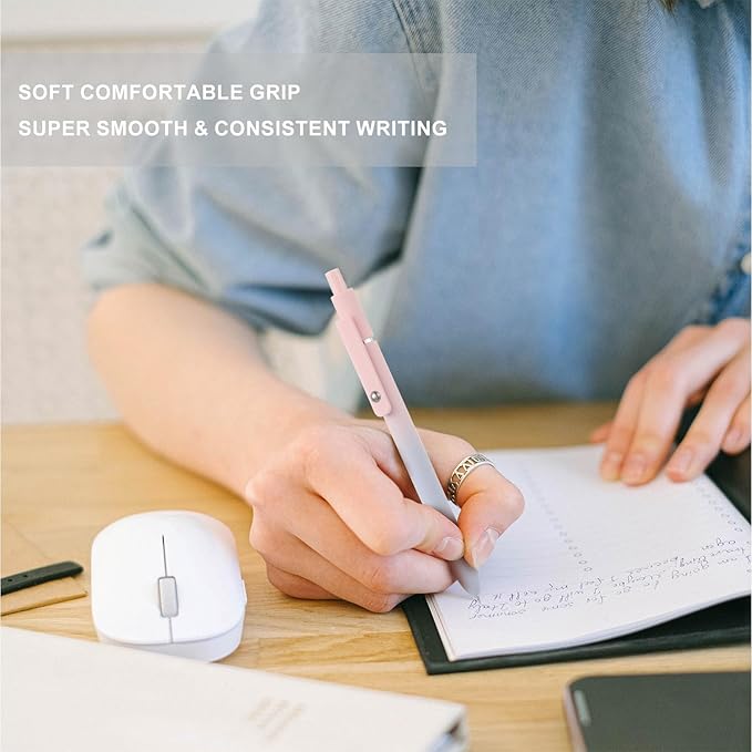LINFANC Cute Gel Pens - 5pcs Medium Point 0.7mm Black Ink Pens for Journaling & School Supplies