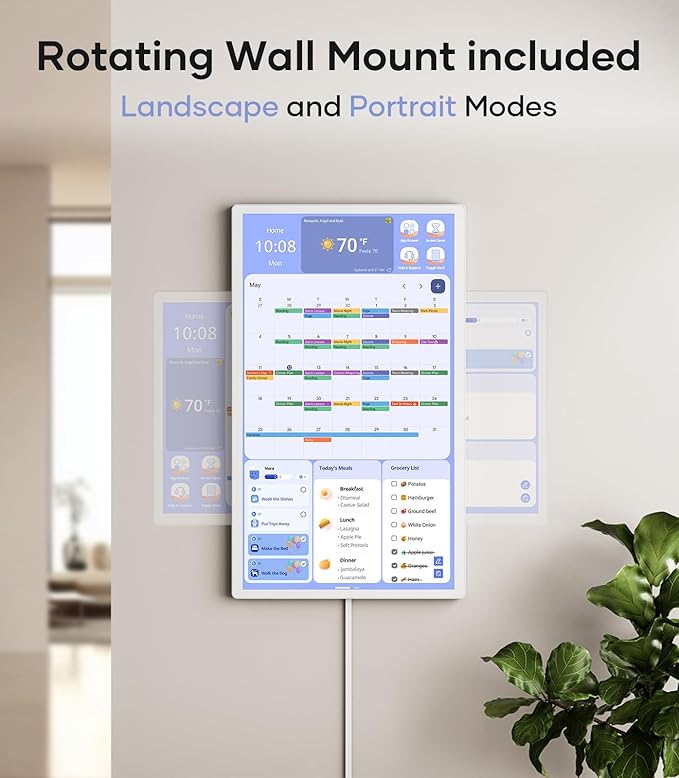Cozyla Digital Calendar+ 2: 24 inch Wall Planner Touch Screen Chore Chart Customize Dashboard Smart Electronic Calendar for Family Schedules Meal Planner Support Any Google Play App Wall Mount White-DeskLoop Office