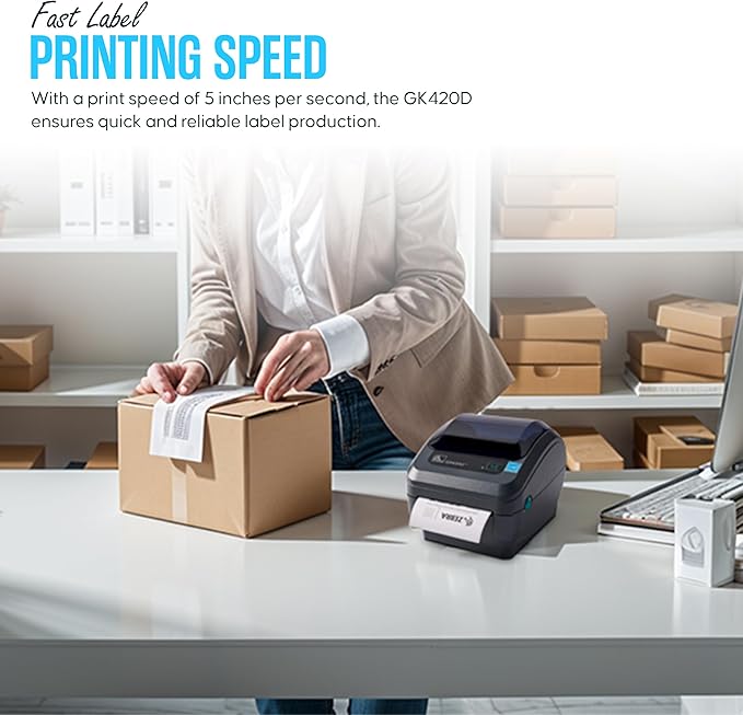 GK420D Zebra Direct Thermal Label & Barcode Printer - Parallel/USB Connectivity- 1 Year Warranty - Comes with 24V, 4x6 Label Roll, USB 2.0 Cable & Microfiber Cleaning Cloth-DeskLoop Office
