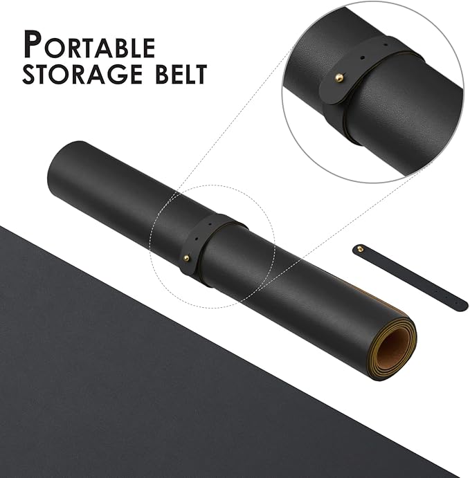 Large Cork Desk Mat - 47.2"x 17" Desk Pad for Office and Home - Ideal for Large Mouse Pad and Desk Mats on Top of Desks(Black)-DeskLoop Office