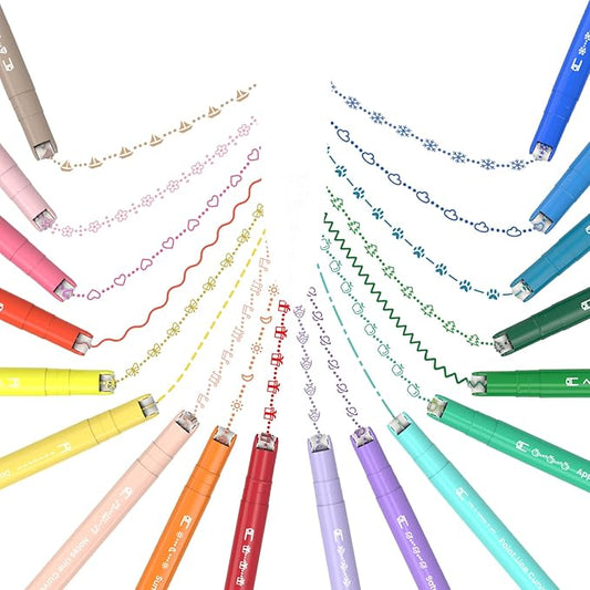 AECHY 18PCS Curve Highlighter Pen Set, Dual Tip Marker Pens with 18 Different Curve Shapes & 18 Colors Mark Lines, Aesthetic Curve Marker Highlighter for Journal Planner School Supplies-DeskLoop Office