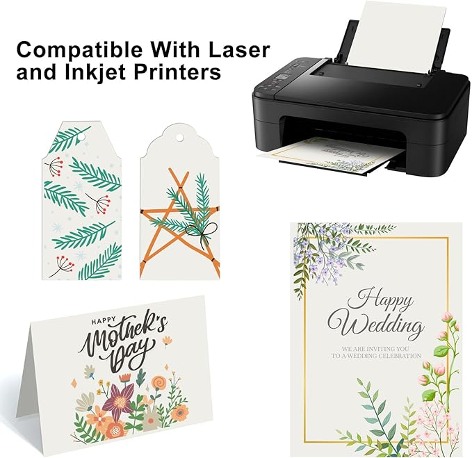 OcePor 50 Sheets Cream Cardstock Paper, Colored Printer Paper 8.5 x 11, Card Stock Thick Construction for Craft,Scrapbook,Office Printing, Invitations, Certificates,92 lb/250gsm-DeskLoop Office