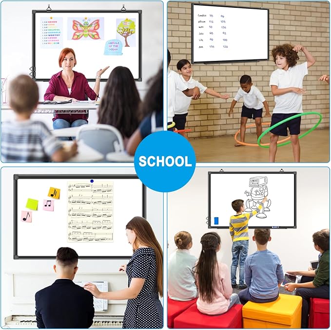 H-Qprobd 36"x24" White Board for Wall Double-Sided Magnetic Dry Erase Board with Black Aluminum Frame, Presentation Whiteboard Suitable for Home, Office, Classroom & Kitchen-DeskLoop Office