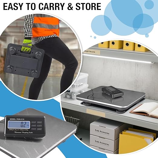 SurmountWay Shipping Scale 660lbs LCD Digital Platform Heavy Duty Portable Stainless Platform for Postal Shipping Scale Industrial Floor Scale W/ 14"X 12"-DeskLoop Office