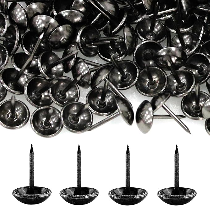 500Pcs Upholstery Tacks, BetterJonny Decorative Furniture Nails Pins 17X11MM Black Metal Thumb Tacks for Upholstered Furniture Cork Board, Home Decor-DeskLoop Office