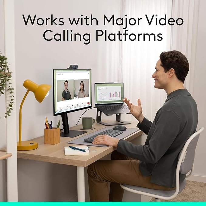 Logitech C920x HD Pro Webcam, Full HD 1080p/30fps Video, Clear Audio, HD Light Correction, PC Camera Webcam, Works with Skype, Zoom, Facetime, PC, Laptop, Mac, Tablet - Black-DeskLoop Office