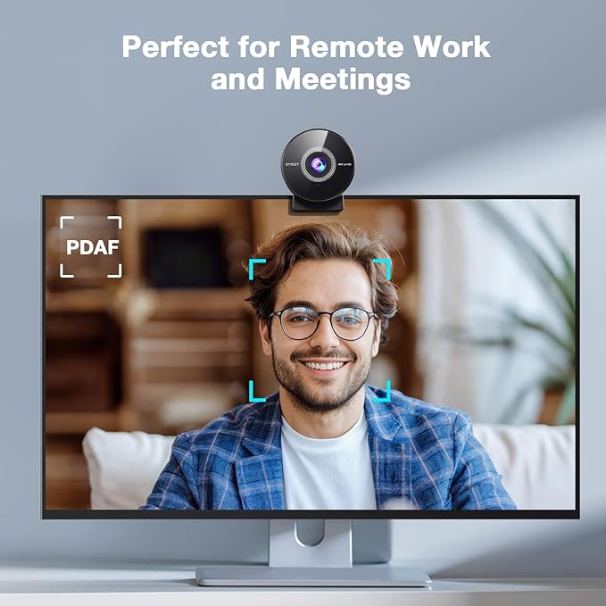 EMEET C950 4K Webcam for PC - 8 Megapixels 4K UHD, PDAF Autofocus, Noise-Canceling Mic, 70° FOV, 1080P@60FPS, Privacy Cover, USB 2.0 Plug&Play, No Tripod Hole, Ideal Webcam for Zoom/Teams/Google Meet-DeskLoop Office