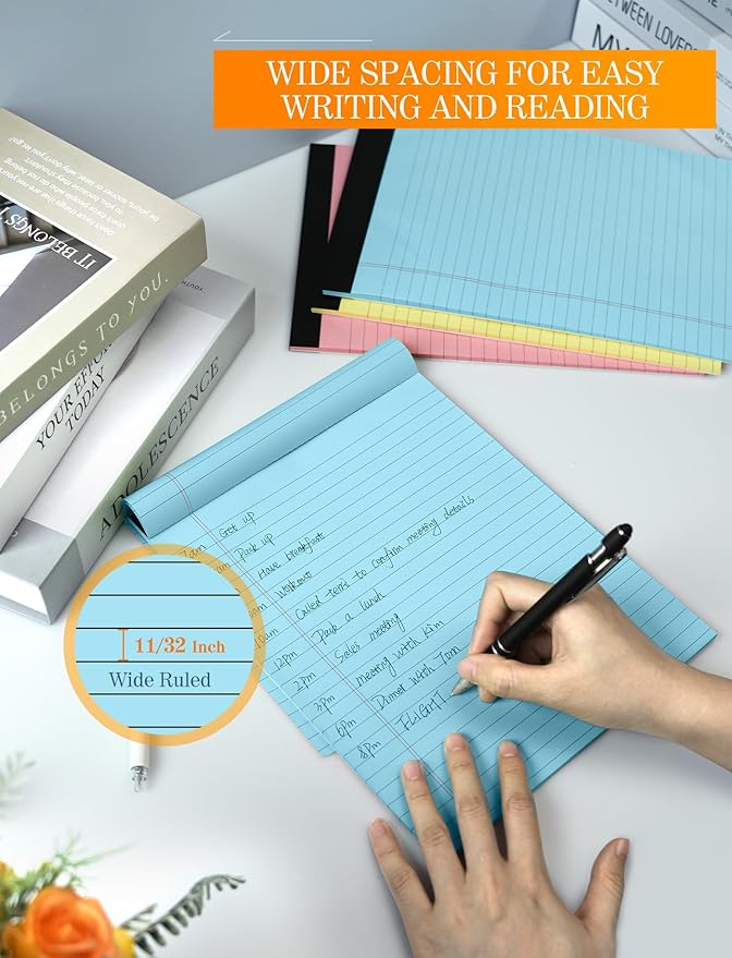 Colored Legal Pads 8.5 x 11, 2 Pack Pink Notebook Paper 8.5 x 11, Colored Note Pads 8.5 x 11 Notepad, Paper Pads 8.5 x 11 Writing Pads, Colored Lined Pads of Paper 8.5 x 11, Wide Ruled, 30 Sheets/Pad-DeskLoop Office