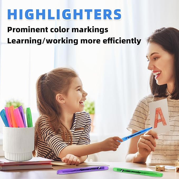 Assorted Colors Fluorescent Highlighters, 36 Pack, Chisel Tip Colored Highlighter Bulk, Quickly Drying, Perfect for Students Kids Adults Classroom, School, Office, Bible Study-DeskLoop Office