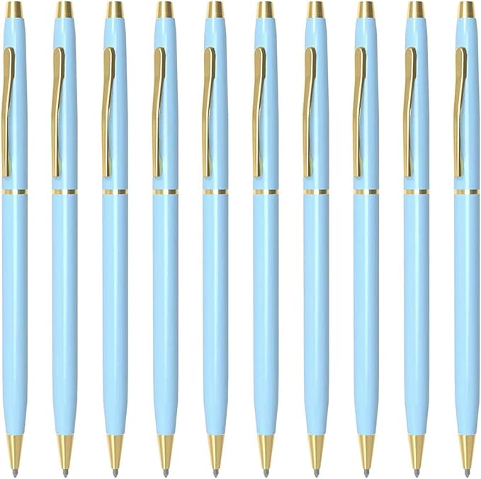 Cambond Ballpoint Pens Blue Pens - Fancy Pens Black Ink 1.0 mm Medium Metal Pen Retractable Smooth Writing for Men Women Police Uniform Office Business, 10 Pack (Blue)-DeskLoop Office