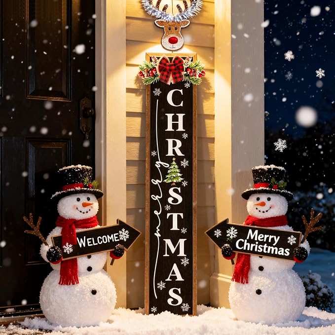 Double-sided Merry Christmas Wooden Sign Stand - Image 9
