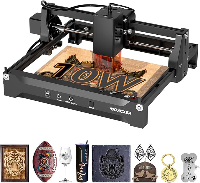 Laser Cutter and Engraver Machine, Woxcker L2 Mini 10W High-Precision No Need Installation for Metal, Wood, Acrylic, Leather, Glass Support Expansion Module (Class 1 Output Wattage: 10000 mW)-DeskLoop Office