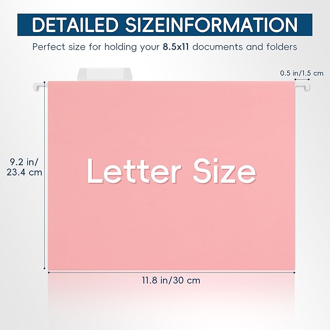 Hanging File Folders, 25 Pack Letter Size File Folders with 1/5-cut Tabs, Office Essentials for Filing Cabinet & Desk Storage-DeskLoop Office