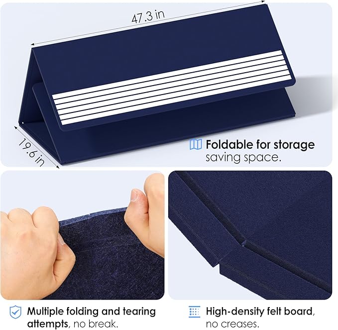 MaxGear Extra Large Bulletin Board 72" x 48", Foldable Felt Board Vision Board Supplies, Cork Board for Office, Home, School, Small Pin Boards for Walls Decorative Display Board Dark Blue-DeskLoop Office