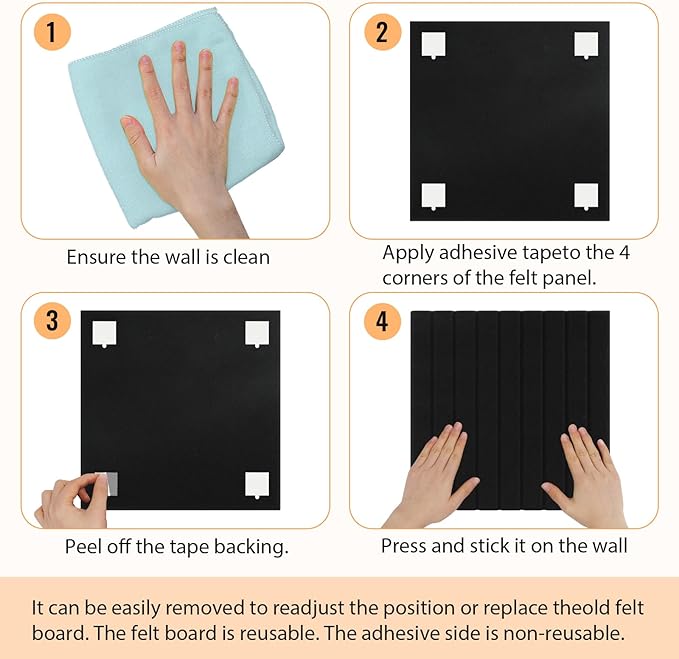 Smarpau Large Cork Board 48"x36", 12 Pack Bulletin Board for Walls, Felt Bulletin Boards Wall Paneling Pin Board Tack Board, Felt Wall Tiles for Office Classroom Decor-DeskLoop Office