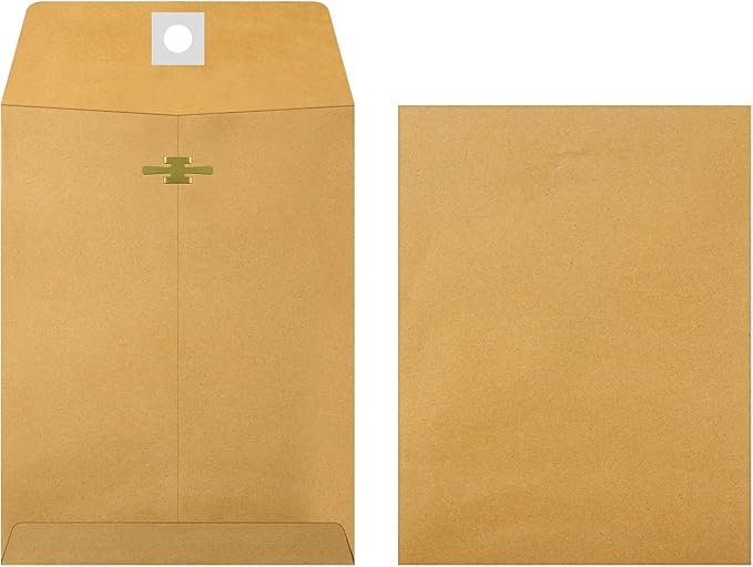 Frienda 4 Sizes Clasp Envelopes Kraft Paper Catalog Clasp Envelope with Closure for Filing, Storing or Mailing Documents, 50 Pieces(5 x 7 In, 6 x 9 In, 9 x 12 In, 10 x 13 In,Brown)-DeskLoop Office