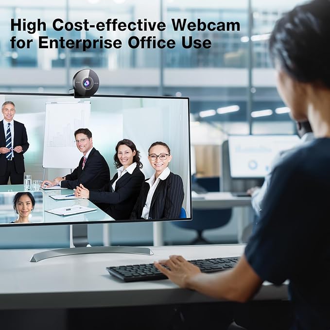 EMEET C950 4K Webcam for PC - 8 Megapixels 4K UHD, PDAF Autofocus, Noise-Canceling Mic, 70° FOV, 1080P@60FPS, Privacy Cover, USB 2.0 Plug&Play, No Tripod Hole, Ideal Webcam for Zoom/Teams/Google Meet-DeskLoop Office