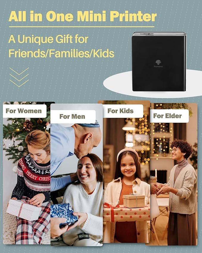 Phomemo Sticker Printer- Mini Thermal Sticker Printer Machine, Small Pocket Label Maker Instant Print for DIY Creation, Study Notes, Photos, Portable Inkless Photo Maker for Kids/Students, Black-DeskLoop Office