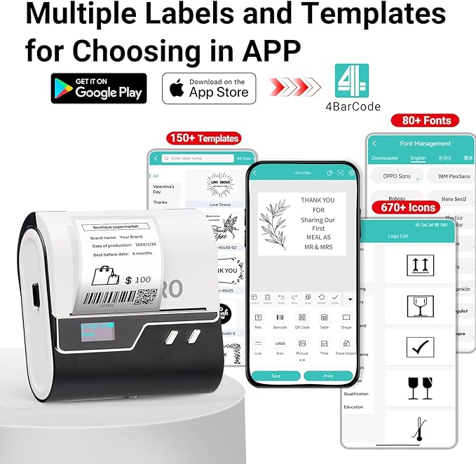 ORGBRO Z3 Label Maker Machine with Tape, 3 Inch Bluetooth Thermal Label Printer, Portable Sticker Printer for Small Business, Office, Home Organization, Barcode, Address, Compatible with Phones & PC-DeskLoop Office