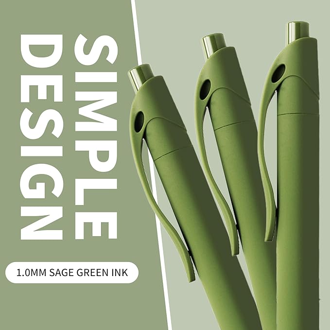 deegtran Pens Bulk, 50 Pack No Bleed Sage Green Click Pen, Wholesale Retractable Ballpoint Pens, Pens Medium Point, Smooth Ink Pen, 1.0MM Sage Green-DeskLoop Office