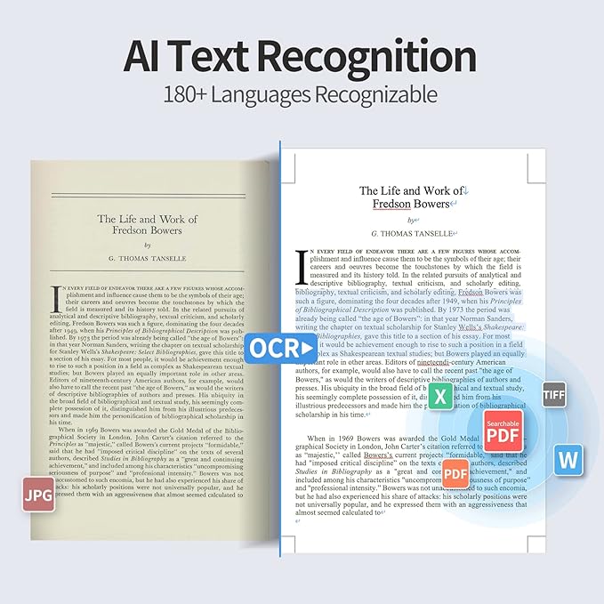 CZUR Aura Pro Book & Document Scanner,Capture A3 & A4, Auto-Flatten & Deskew Powered by AI Technology, Foldable & Portable, Compatible with Windows & Mac OS-DeskLoop Office