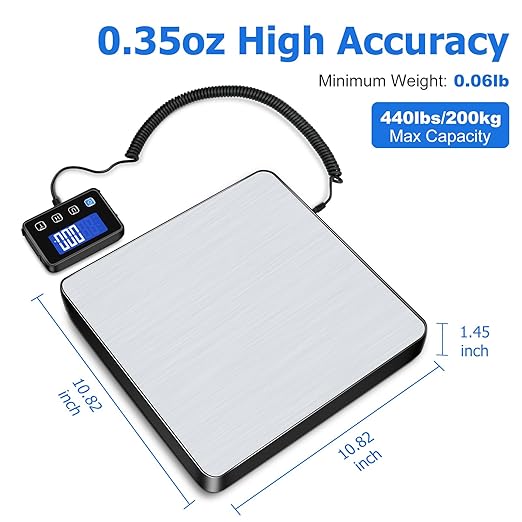 Shipping Scale, 440 lbs/0.35oz High Accurate Digital Postal Scale with Hold/Tare Function, Shipping Scale for Small Business, Packages, Luggage, Home Use, Battery & Charging Cable Include-DeskLoop Office