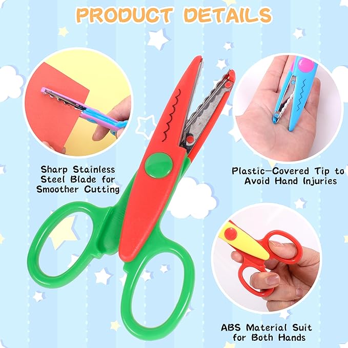 12 PCS Craft Scissors Decorative Edge, 12 PCS Small Hole Punch Shapes, 90 Sheets Colorful Origami, Kids Adults Craft Kit for DIY Crafts, Scrapbooking, Card Making, School Supplies-DeskLoop Office