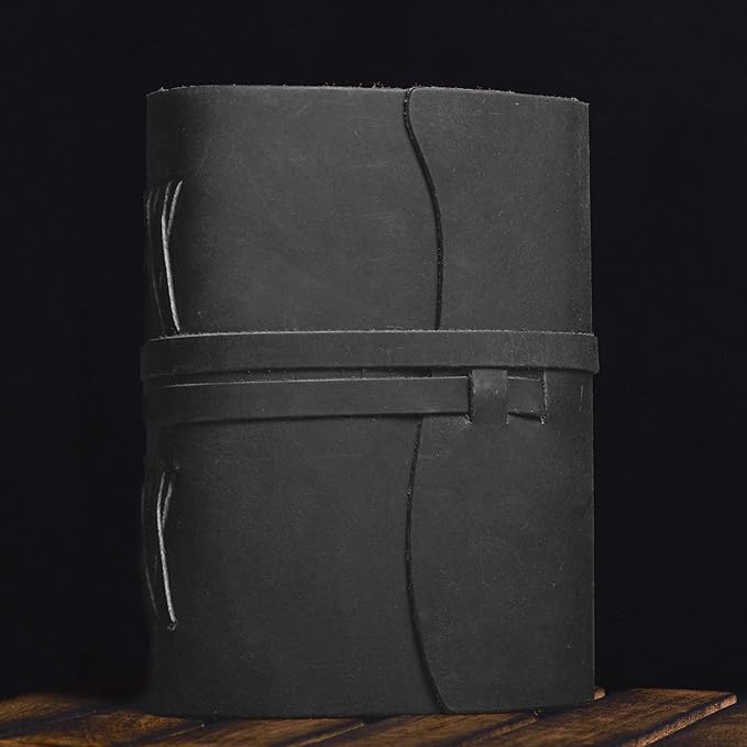 LEATHER VILLAGE Leather Bound Journal - Black, 7"X5", 220 Pages - Vintage Blank Paper Diary for Writing, Drawing, Sketchbook, and Travel Notebook - Ideal for Women and Men-DeskLoop Office