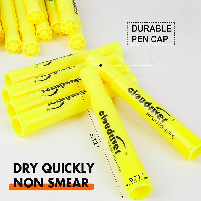 cloudriver Highlighters Bulk Pack of 78, Yellow Highlighter, Chisel Point, Quick Drying Ink, Highlighters Suitable For Classroom, Office And Shop-DeskLoop Office