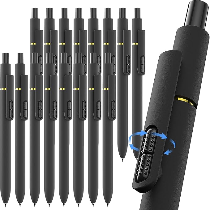 16 Pcs Gel Pens - 0.7mm Fine Point Smooth Writing Fidget Pens, Quick-Dry Long Lasting Black Ink, Office & School Supplies Men Women Student (16 Count, Black Ink)-DeskLoop Office