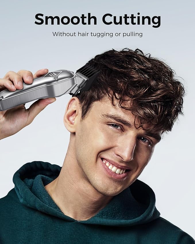 GLAKER Hair Clippers for Men Professional - Cordless Clippers and Trimmers Set, Complete Barber Kit for Hair Trimming & Beard Grooming, Mens Haircutting Kits for Blending & Fade Cuts (Silver)-DeskLoop Office