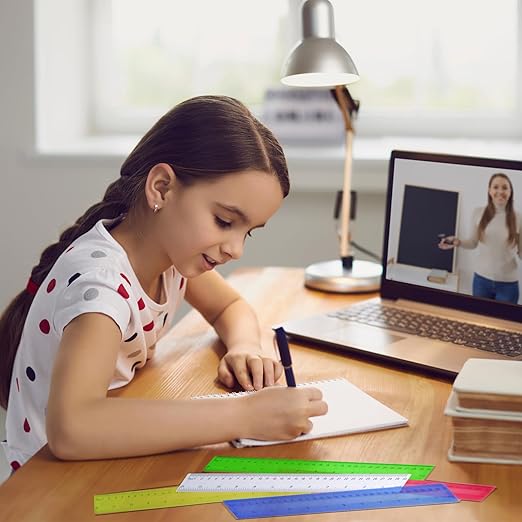 630 Pcs 12 Inch Plastic Rulers Bulk Color Clear Ruler Assorted Color Metric Straight Ruler with Inches and Centimeters for Kids School Classroom Student Back to School Office Gifts Supplies 9 Colors-DeskLoop Office