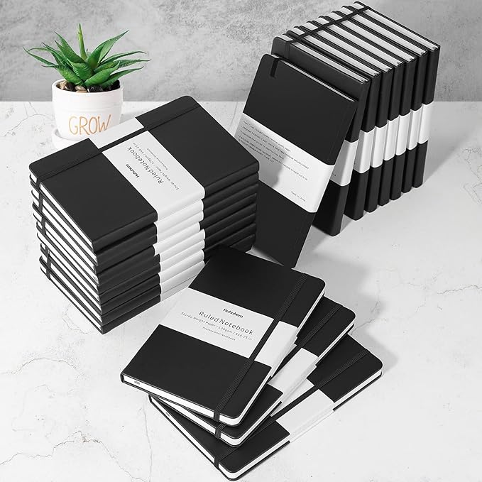 Huhuhero Notebooks Journal, Ruled Notebook, Premium Thick Paper Lined Journal, Black Hardcover Notebook for Office Home School Business Writing Note Taking Journaling, 5"×8.25" (6, Black)-DeskLoop Office