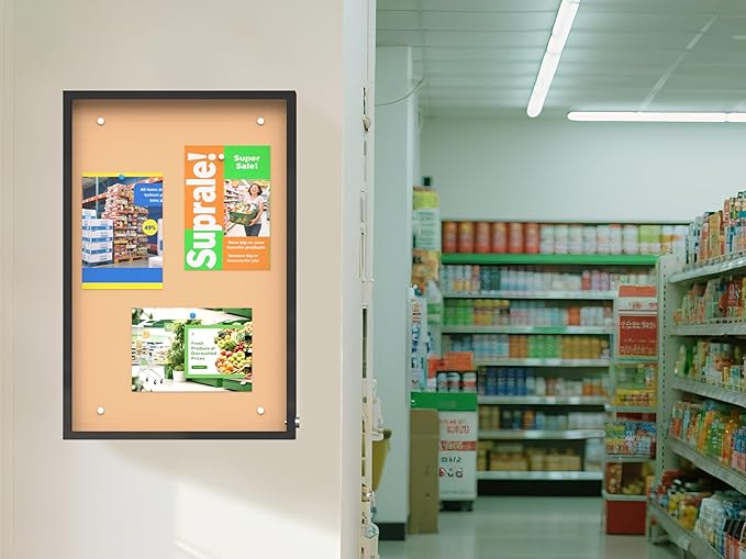 36 x 24 in Waterproof Outdoor Bulletin Board Lockable Wall-Mounted with Cork Backing, Ideal for Schools, Offices, and Restaurants-DeskLoop Office