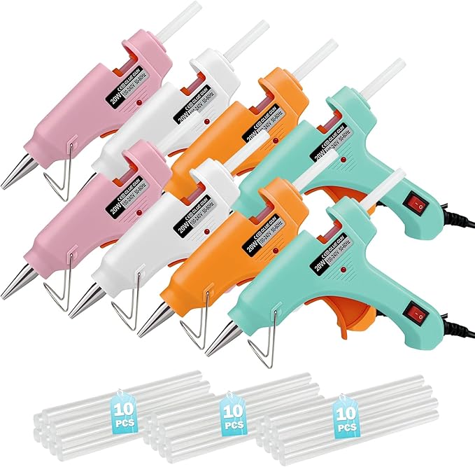 Mini Hot Glue Gun, Hot Melt Gun with 30 Glue Sticks for Arts Crafts, Mini Glue Gun Kit for Kids School Craft and Quick Home Repairs (Multicolored, 20W, 8 Pieces)-DeskLoop Office