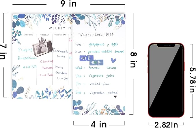 Weekly Planner Notepad Tear Off Set of 2 Weekly Calendar Pad 52 Undated To Do List Notepad Sheets Desk Planner Planning Pads Productivity Tracker for Work Goals Notes Schedule Ideas, Floral Blue-DeskLoop Office