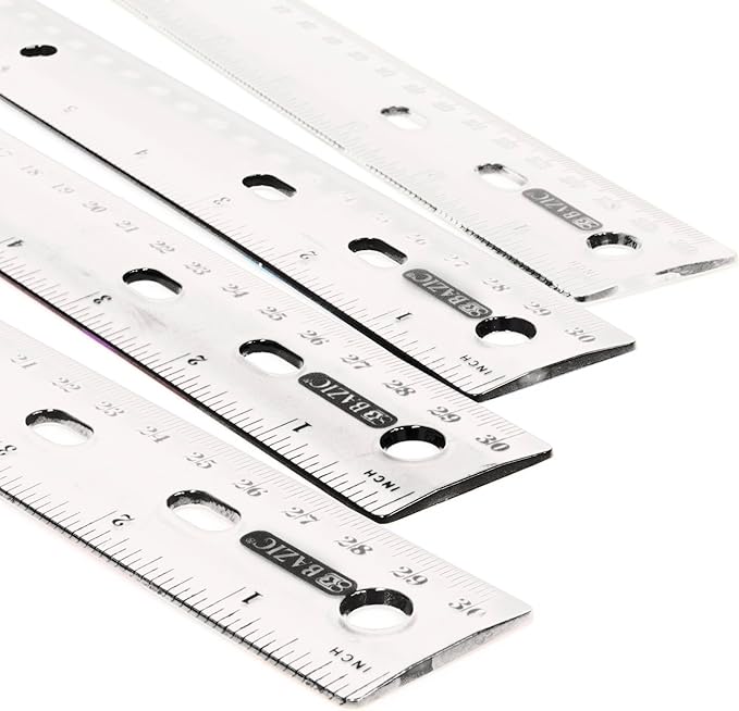 BAZIC Plastic Clear Rulers 12 inch (30cm), Inches Centimeter Metric Ruler Measuring Long Ruler, Straight Edge Ruler for Students School Supplies, 1-Pack-DeskLoop Office
