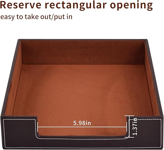 PU Leather 1-Layer Stackable Office File Document Tray Case Rack Paper Letter Tray Desk File Document Organizer Holder (Coffee)-DeskLoop Office