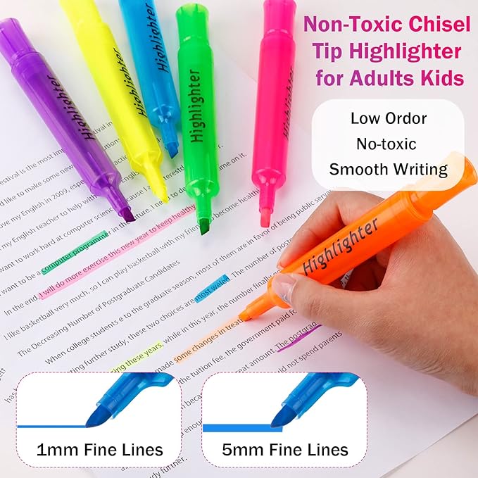 Teling 72 Pcs Highlighters Bulk Chisel Tip Tank Style Highlighters for School Classroom Assorted Color Fluorescent Pens for Office Shop-DeskLoop Office