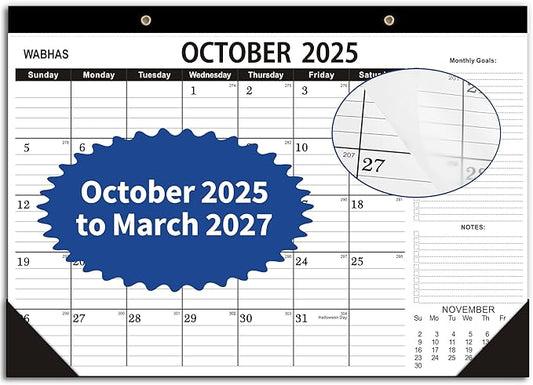 Desk Calendar 2025-2026,October 2025 to March 2027, Calendar 2025-2026 with to-do list,Desk Calendar 2026-18 Months,17" x 12" for Home or Office.-DeskLoop Office