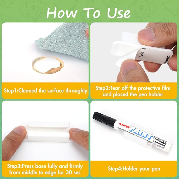 10 PCS Pen Holder for Desk, Adhesive Pen Holder for Classroom Clipboard - Image 7