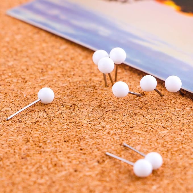 Yalis Push Pins Map Tacks 1/8-Inch Assorted Color Beads Head Map Marking Push Pins,500-count (White)-DeskLoop Office