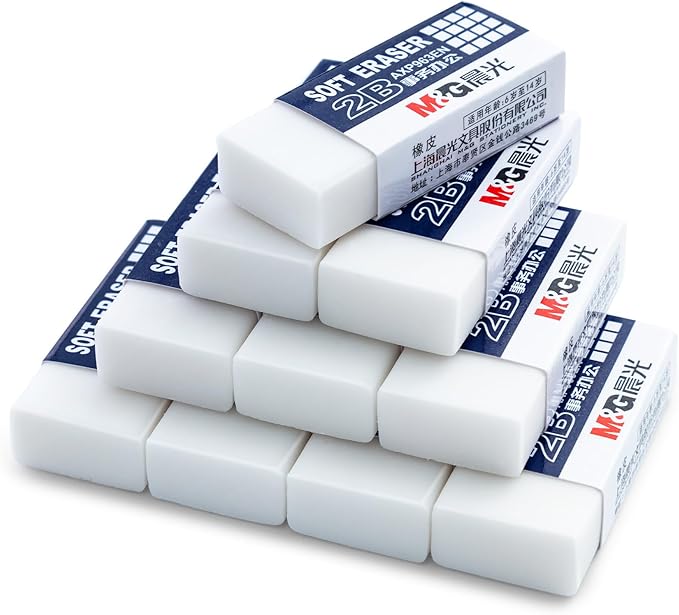M&G 24 Pack Erasers Pencil Erasers, 2B White Rubber Eraser Rectangular Bulk for Kids School Students Office, Art Erasers for Drawing-DeskLoop Office