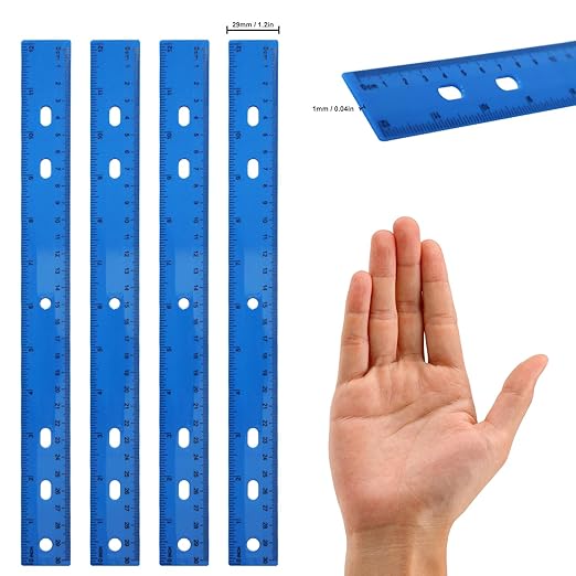 200 Pack 12-Inch Plastic Rulers Bulk, Blue Plastic Ruler, Ruler with Dual-Scale Measurement, Easy to Store, for Educational, Home, or Office and, Practical Use by KUKLIPJIM-DeskLoop Office