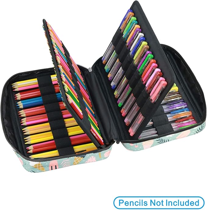YOUSHARES Colored Pencil Case 166 Slots Pen Case Organizer With Handy Wrap & Zipper, Multilayer Holder for Prismacolor Colored Pencils & Gel Pen (Ice-Cream)-DeskLoop Office