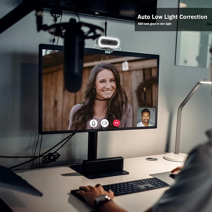 2K Webcam for PC, Plug and Play USB C Webcam with Dual Microphones,Ring Light,Fill RGB Light & Cover,Autofocus,65°FOV,1080P@60FPS, PC Web Camera for Desktop Computer Laptop Mac Zoom Streaming-DeskLoop Office