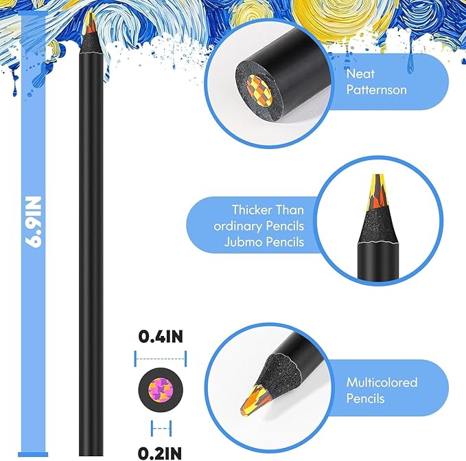 8-Color Rainbow Colored Pencils for Adult Coloring Books, Aesthetic Drawing Pencils, Jumbo Coloring Pencil, Art Supplies for Adults, Cute Art Kit Fun Color Pencil Set, Gifts for Kids-DeskLoop Office