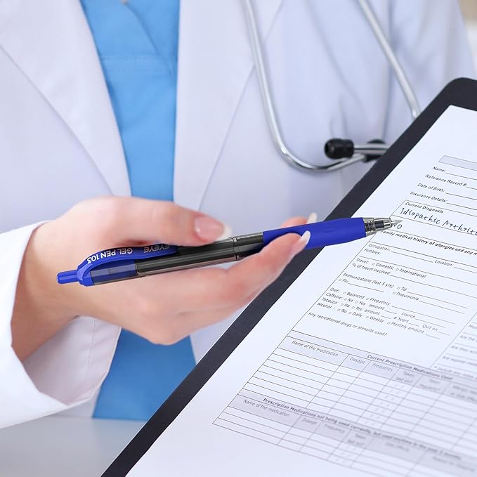 EYEYE G-103 Retractable Gel Pen 0.5mm, 50 Pack Extra Fine Point Blue Ink Pens Quick Drying, Ballpoint Pen Fine Point Smooth Writing Pens for for Office School Supplies-DeskLoop Office