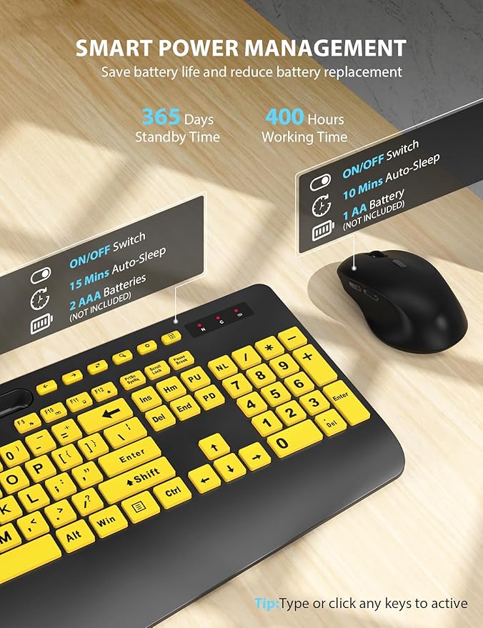 Wireless Keyboard and Mouse Combo - Large Print Ergonomic Keyboard with Wrist Rest, Phone Holder, Sleep Mode, Silent 2.4GHz Keyboard Mouse Set for Computer, Laptop, PC, Mac, Windows - Trueque-DeskLoop Office