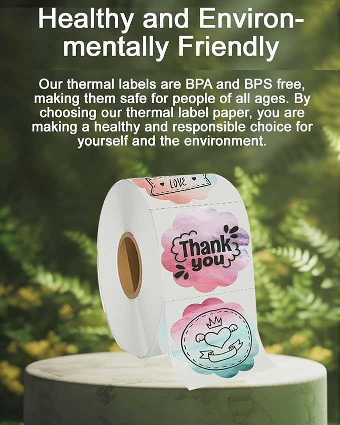 2''2'' Flower Thermal Sticker Labels, 500 Self-Adhesive Direct Thermal Labels/1 Roll, Multi-Purpose for DIY Logo Design, Name Tag, QR Code, Nebula-DeskLoop Office